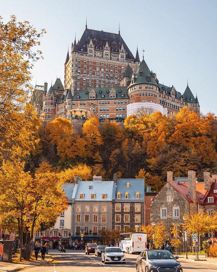 chateau frontenac over quebec street