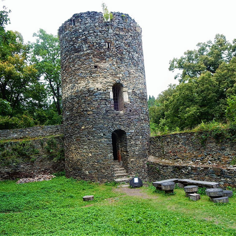 the medieval tower in the complex