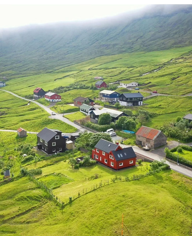 isolated houses on the grass field