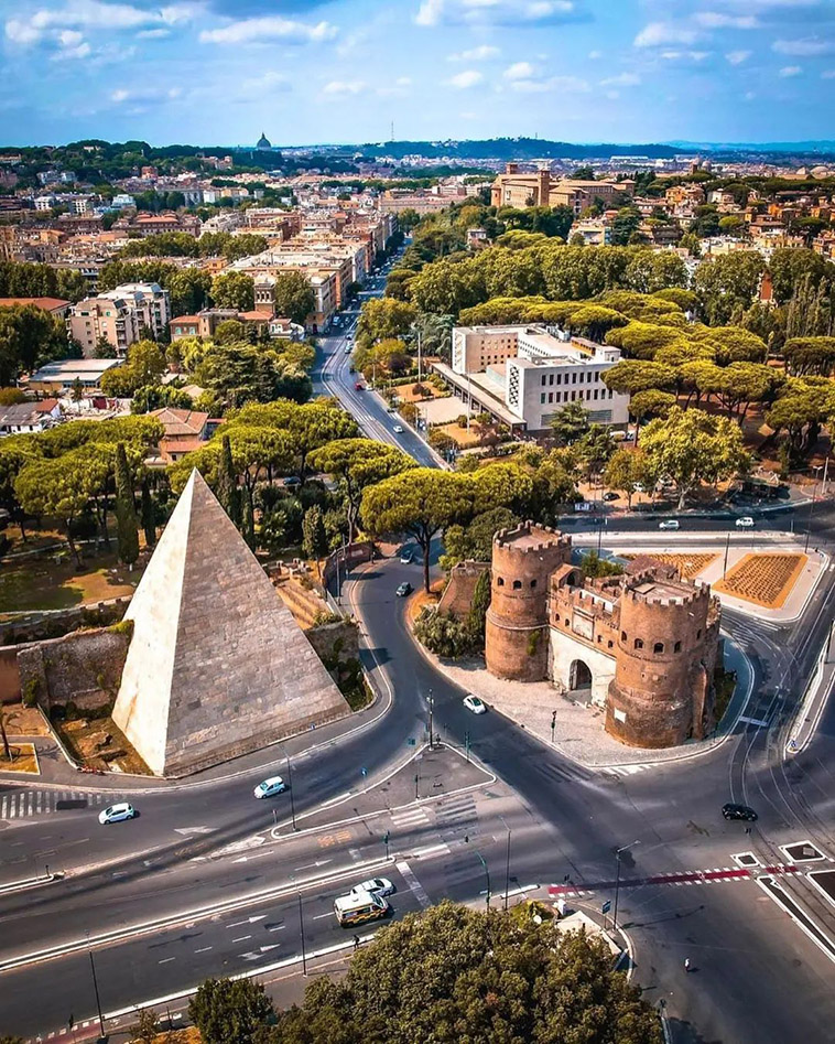 pyramid of cestius from above