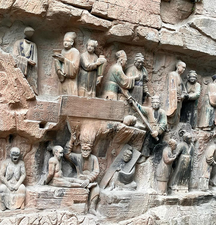 sculptures depicting various scenes