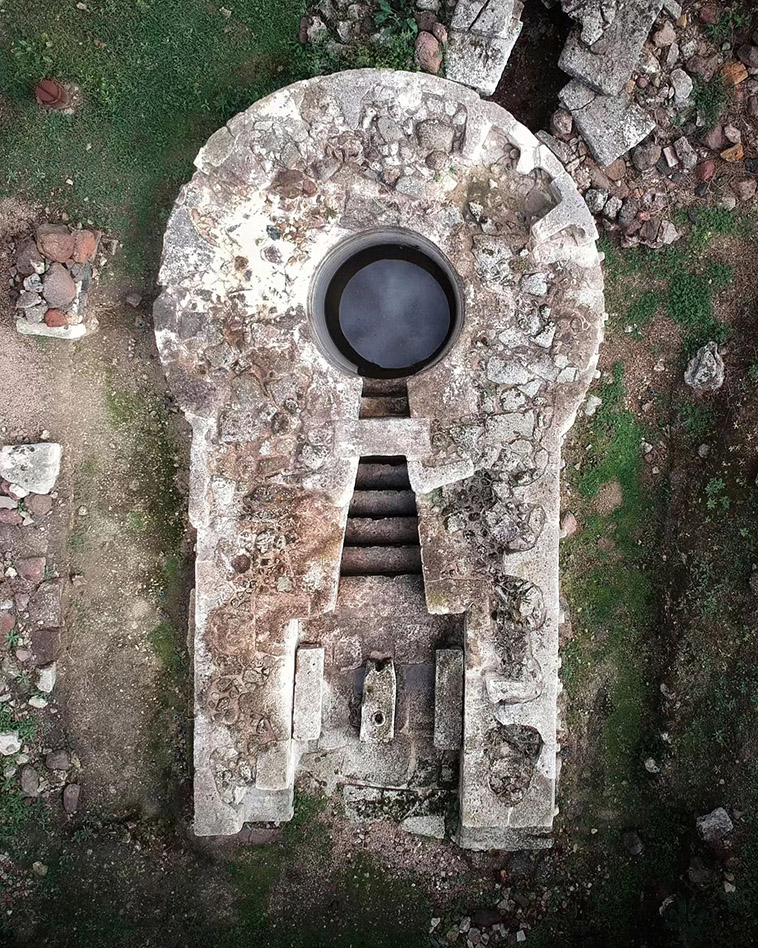 ancient light tower from above