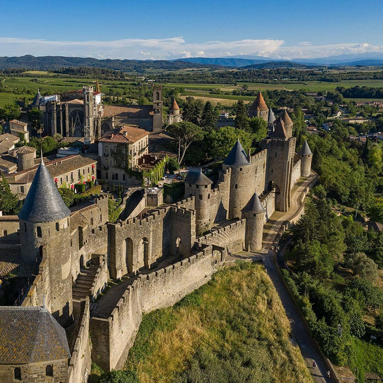 cite de Carcassonne walls close up