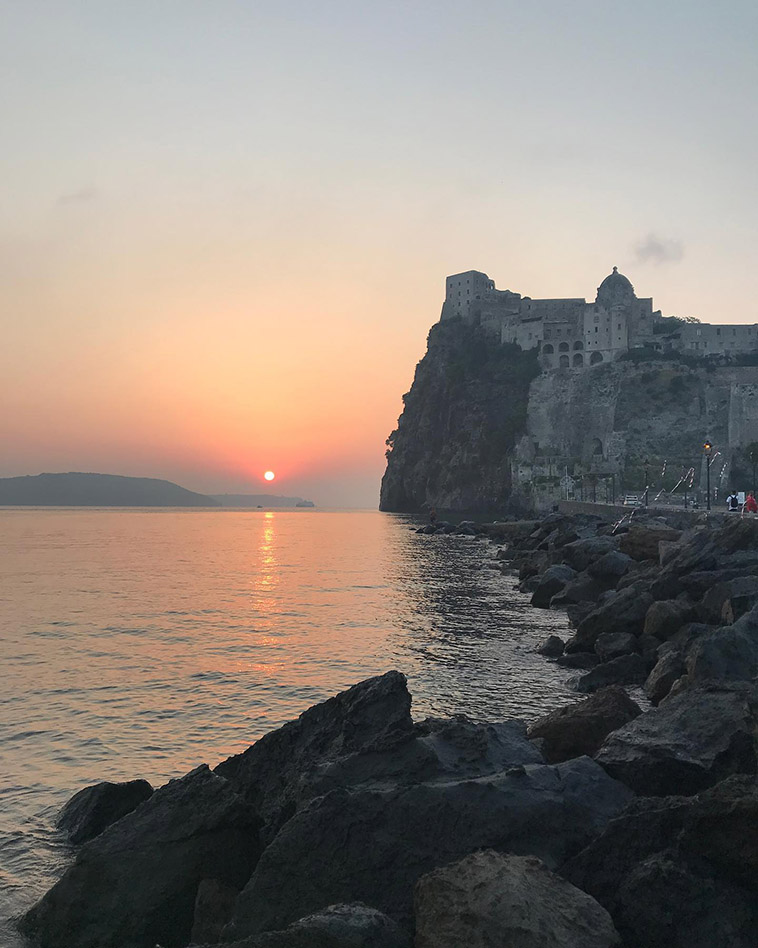 Castello Aragonese and the sunset