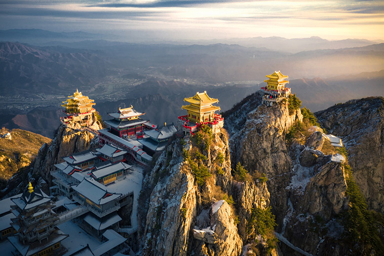Ancient Temples of Mount Laojun from above