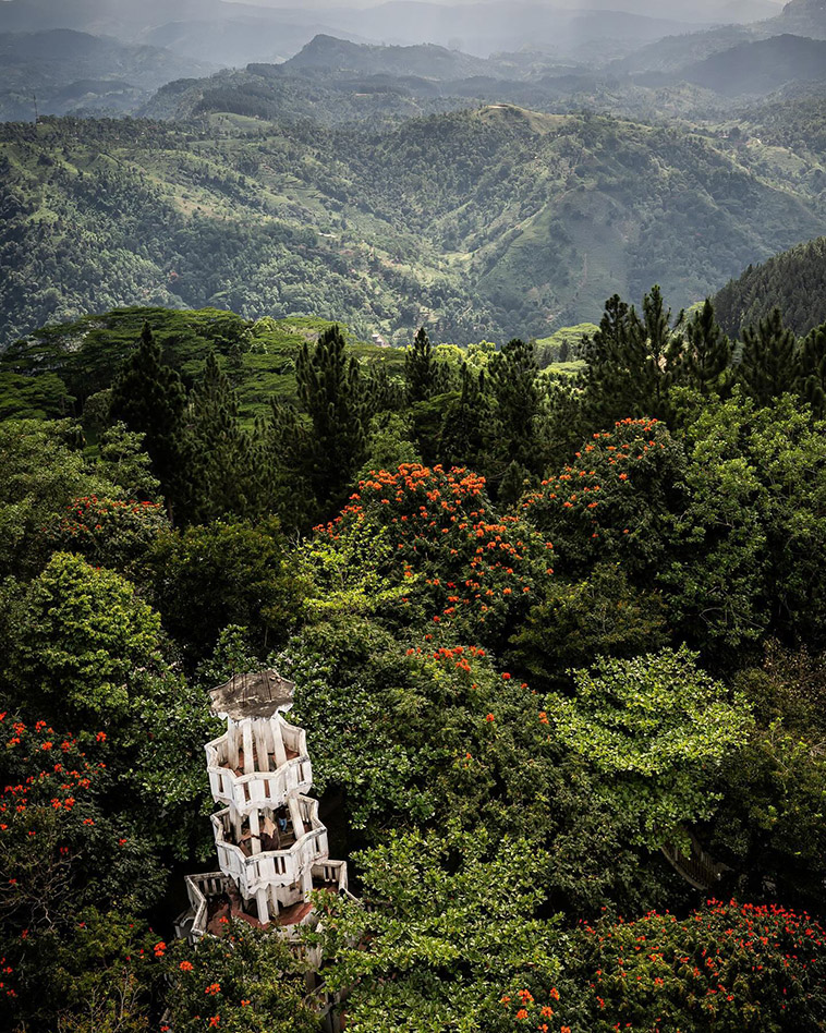 the tower monument from above